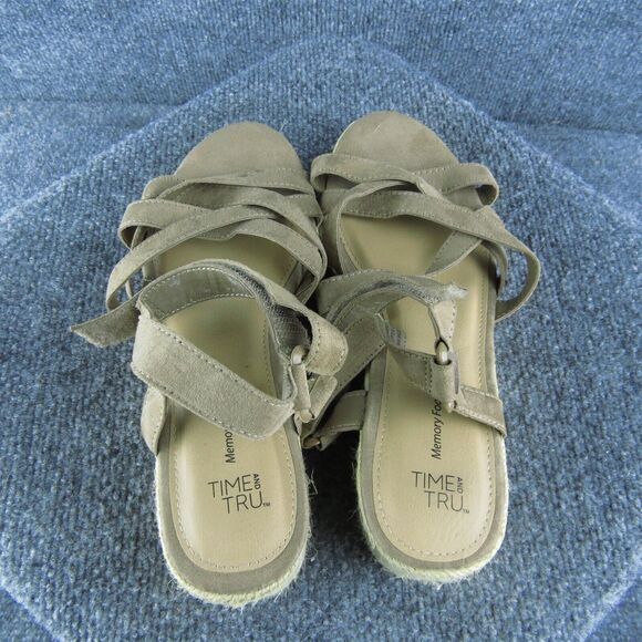Time And Tru‎ Women Strappy Sandal Shoes Size 8 Medium Brown Synthetic - Picture 6 of 10